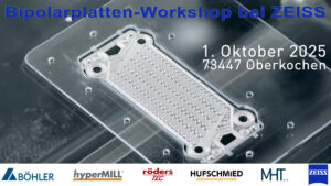 Ankündigung des Workshops mit einem Bild einer Bipolarplatte