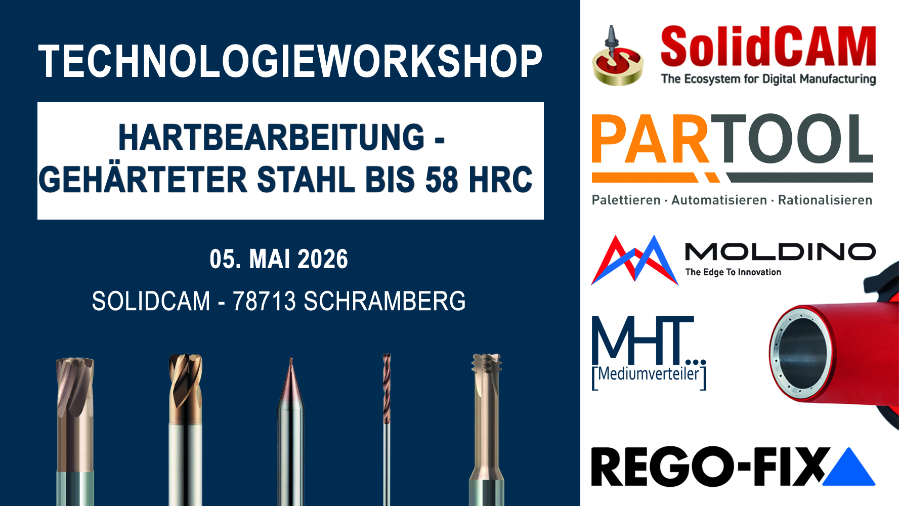 Banner Bild Technologieworkshop Hartbearbeitung von gehärtetem Stahl bis 58 HRC